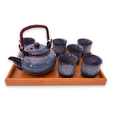 Juego de tetera de Porcelana con bandeja de bambu