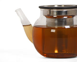 Tetera de cristal con infusor de acero y tapa de color